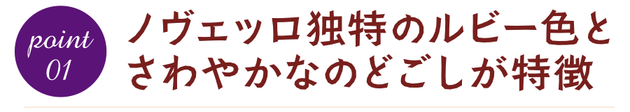 ノヴェッロ独特のルビー色とさわやかなのどごしが特徴